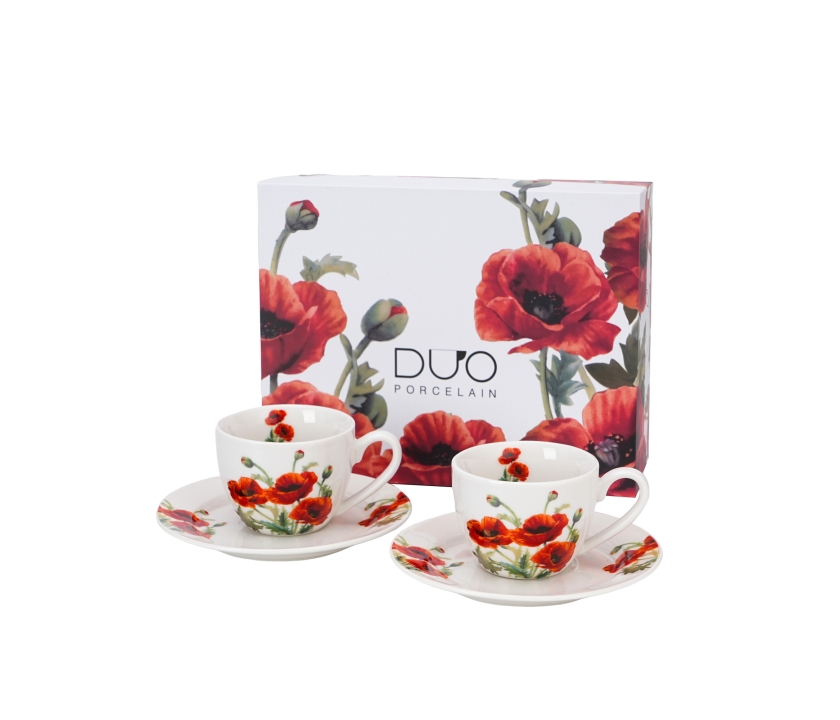 Poppies sada dvoch šálok a podšálok 110ml