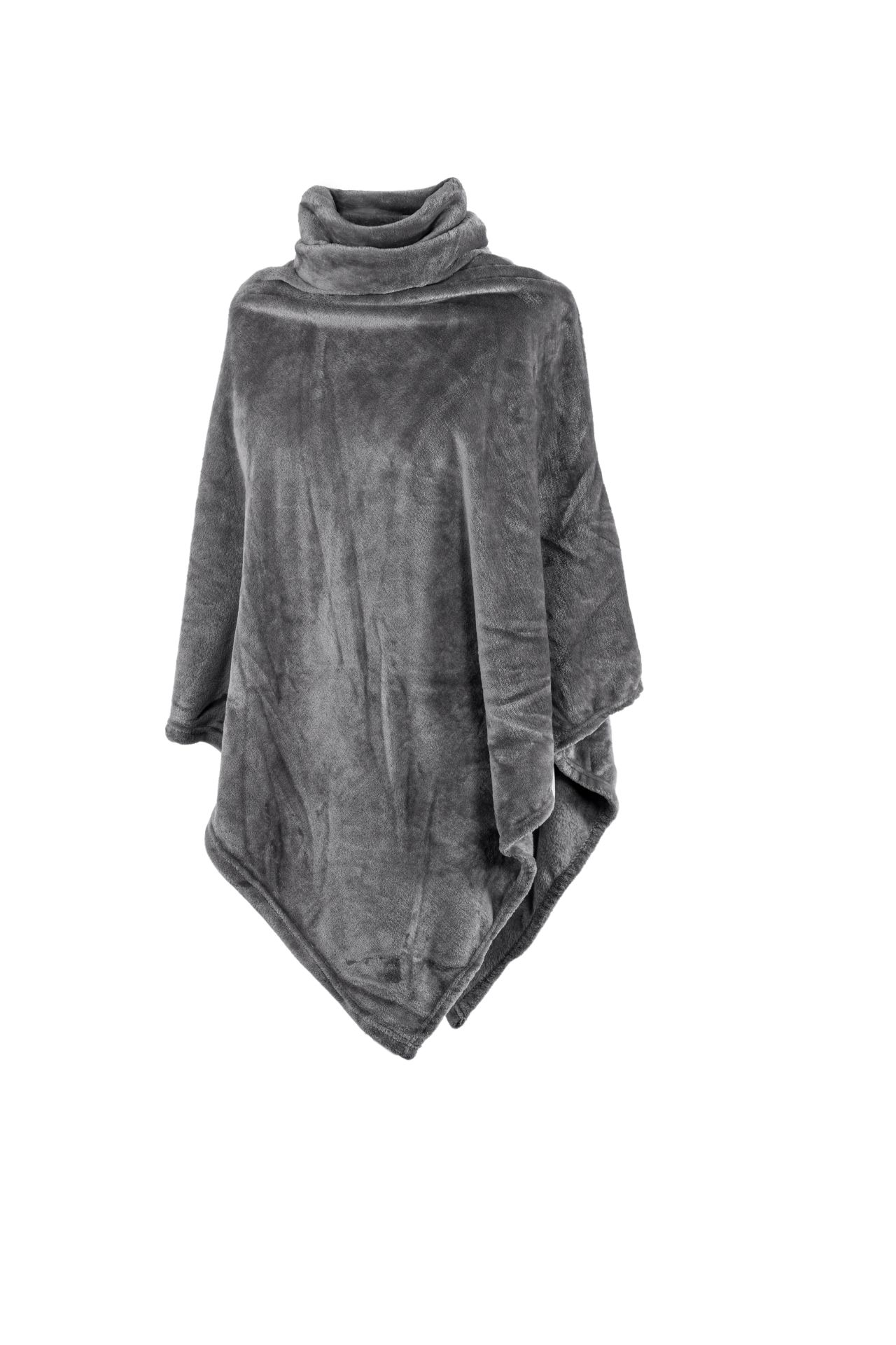 Pončo COSY s golierom, mikroflanel - 80x80 cm, grey