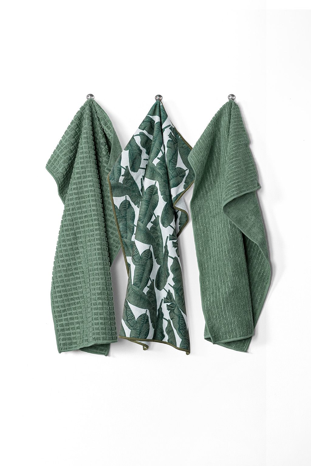 Kuchynská utierka ESSENTIALS, microfiber 40x60cm, set/3, st.green/bana
