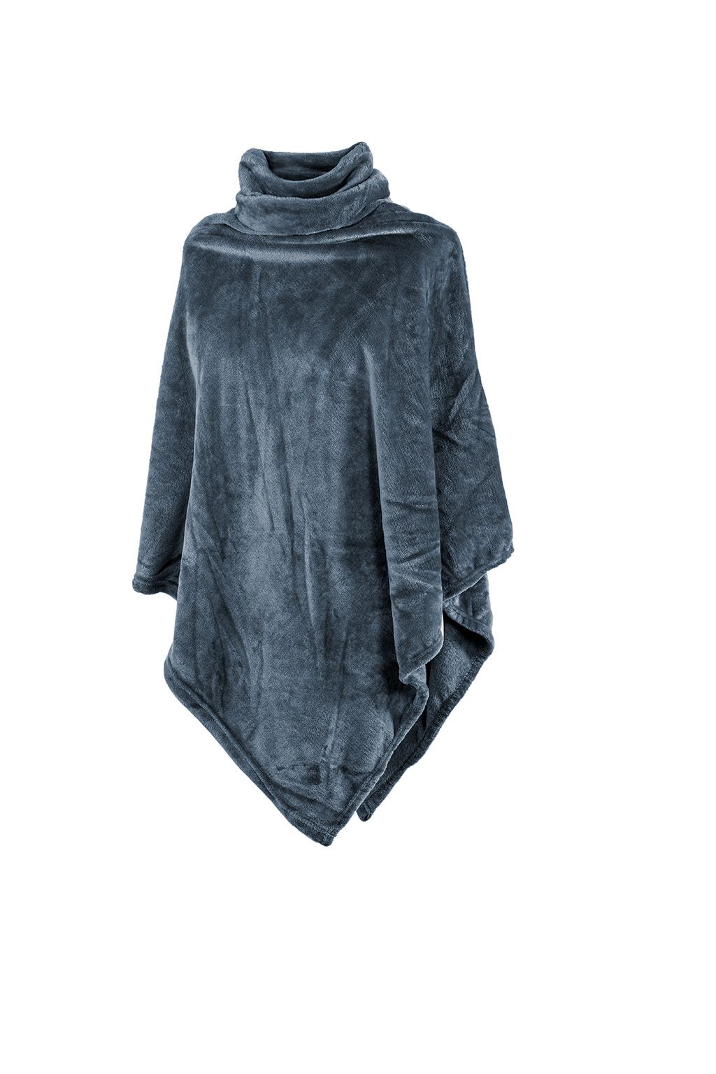Pončo COSY s golierom, mikroflanel - 80x80 cm, stone blue